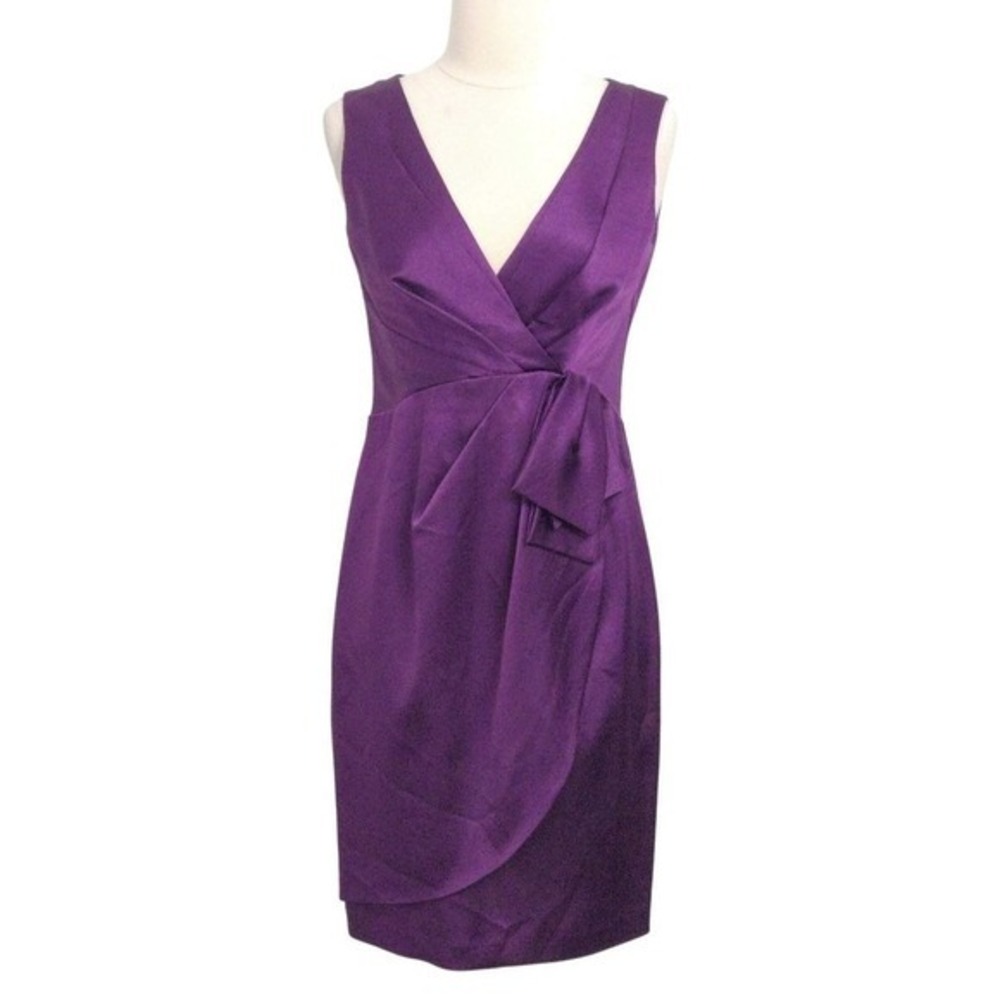 Nanette Lepore Purple Satin Side Bow Mini Sleeveless Cocktail Dress- Size 2‎